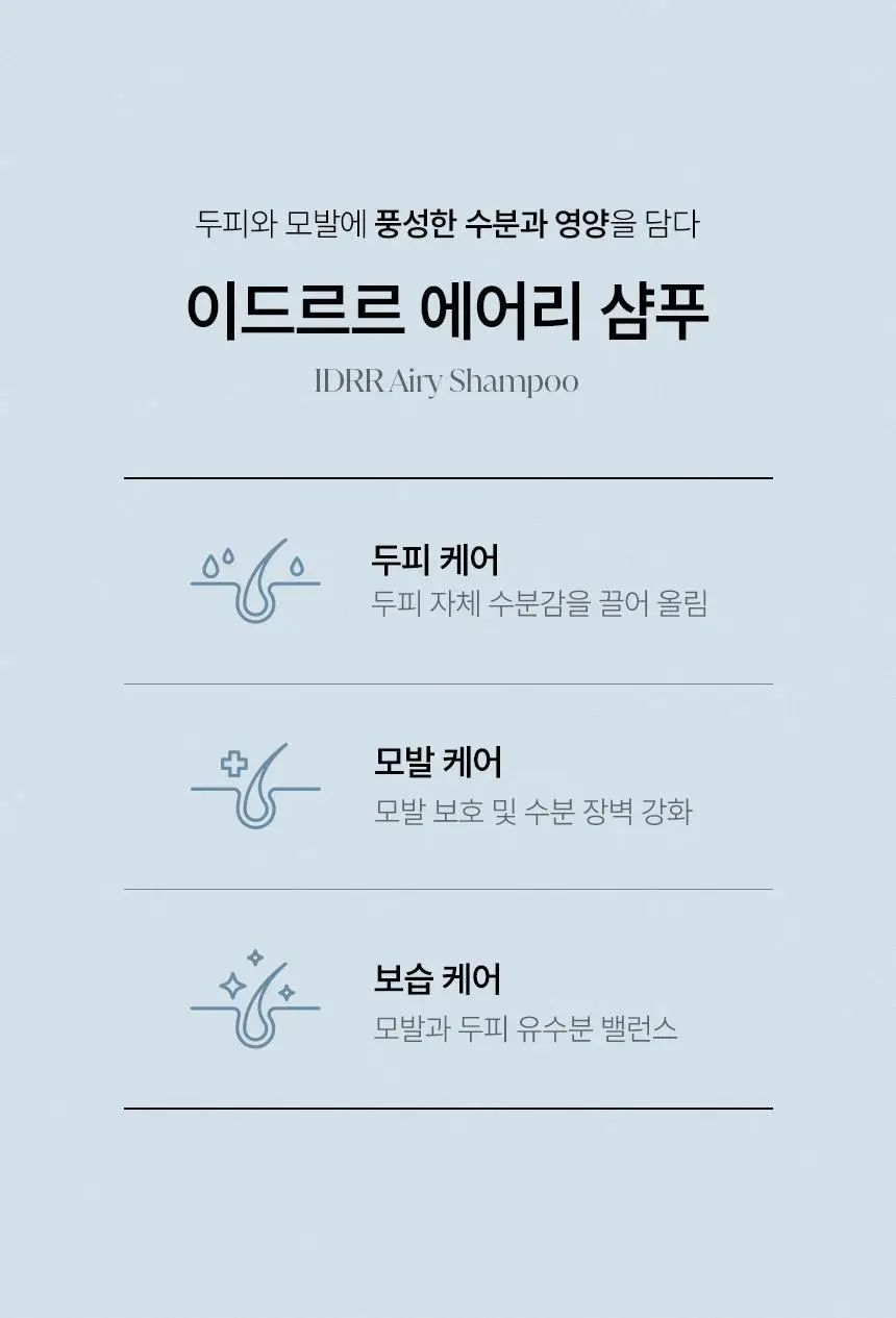 [초도물량완판/신규런칭] 이드르르 두피탄탄/손상모개선/수분촉촉 샴푸 3종 상세페이지 149